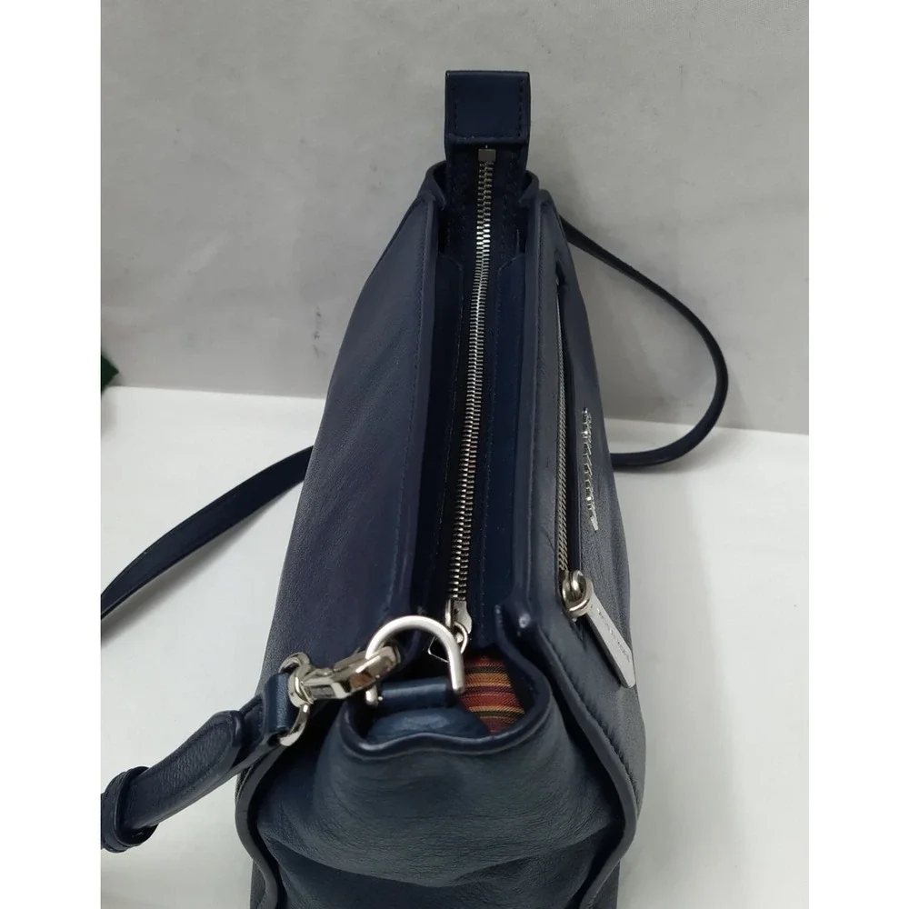 Michael Kors Blue Leather Zipper Closure Crossbody Bag